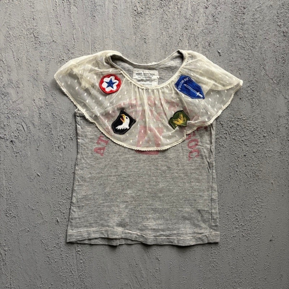 Go To Hollywood Tank Top Medium 130CM Grey Lace Japan Baby Tee Denim Dungaree